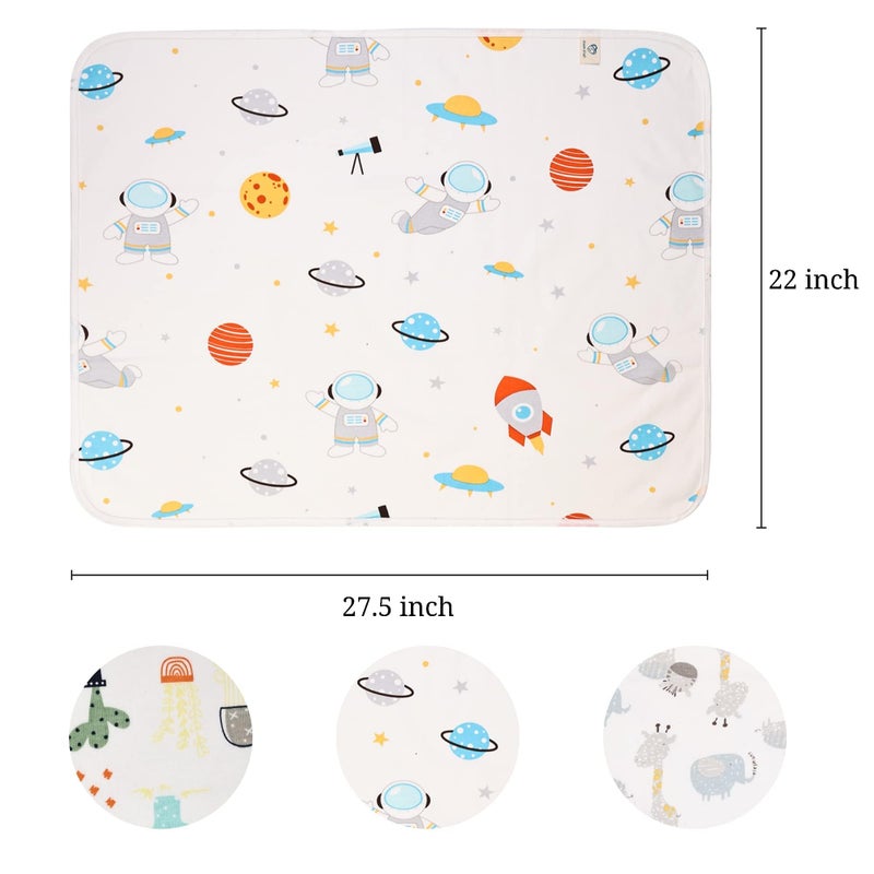 FOOK FISH Baby Diaper Changing Pad Liners(22X27.5 inches) Soft Cotton Waterproof Changing Mat for Baby Underpads Mattress Mat Sheet Protector Portable Reusable Urine Pads for Travel Gear Pack of 3 - Image 5
